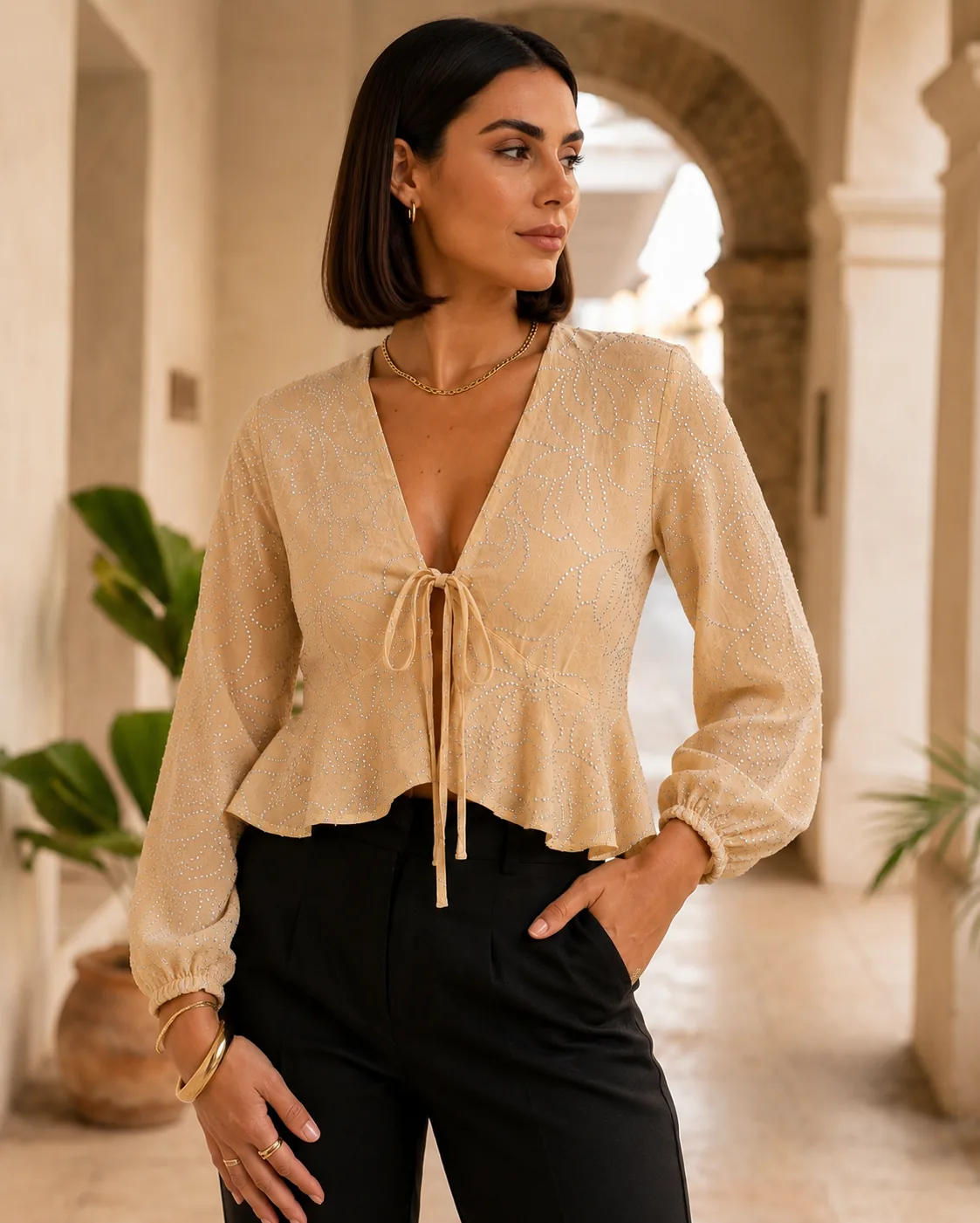 Vista principal de Blusa Luisa Brillantes de YACADI.