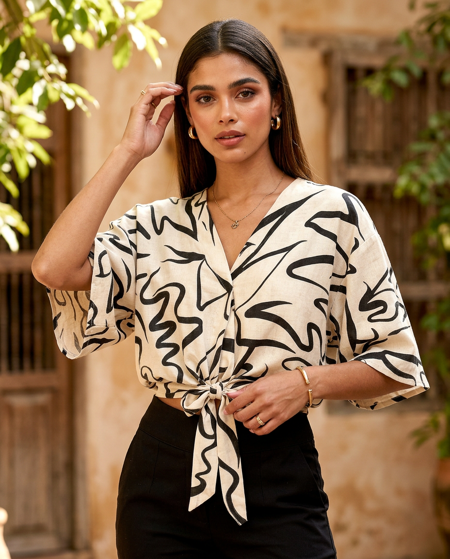 Detalle de Blusa Mariposa Estampada de YACADI.