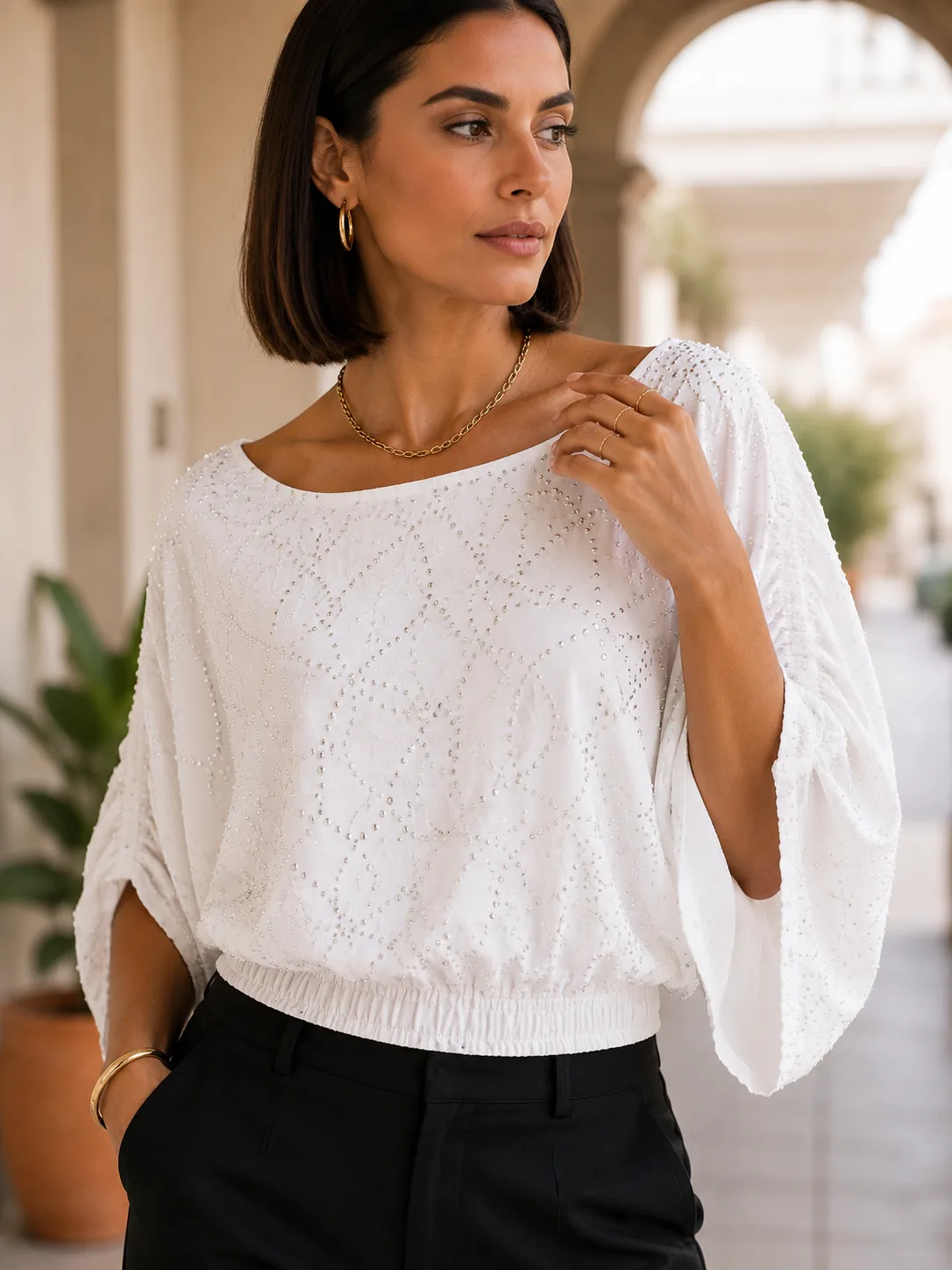 Detalle de Blusa Zara Brillante de YACADI.