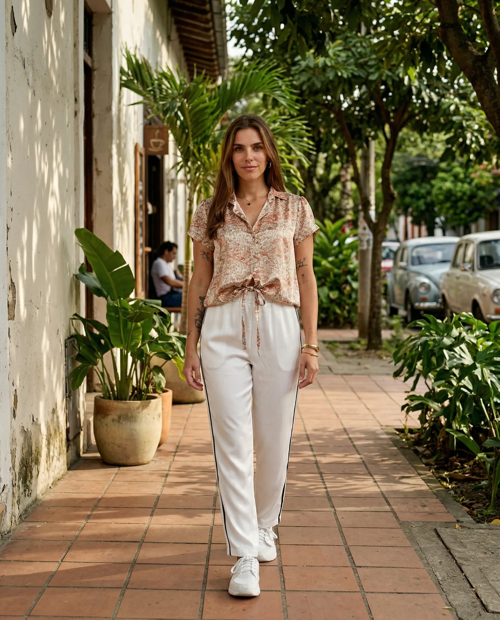 Detalle de Pantalon Satin Rayas de YACADI.