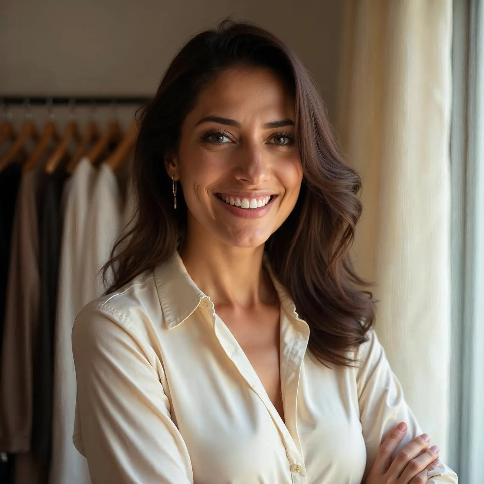Foto provisional media de look femenino YACADI con falda azul.